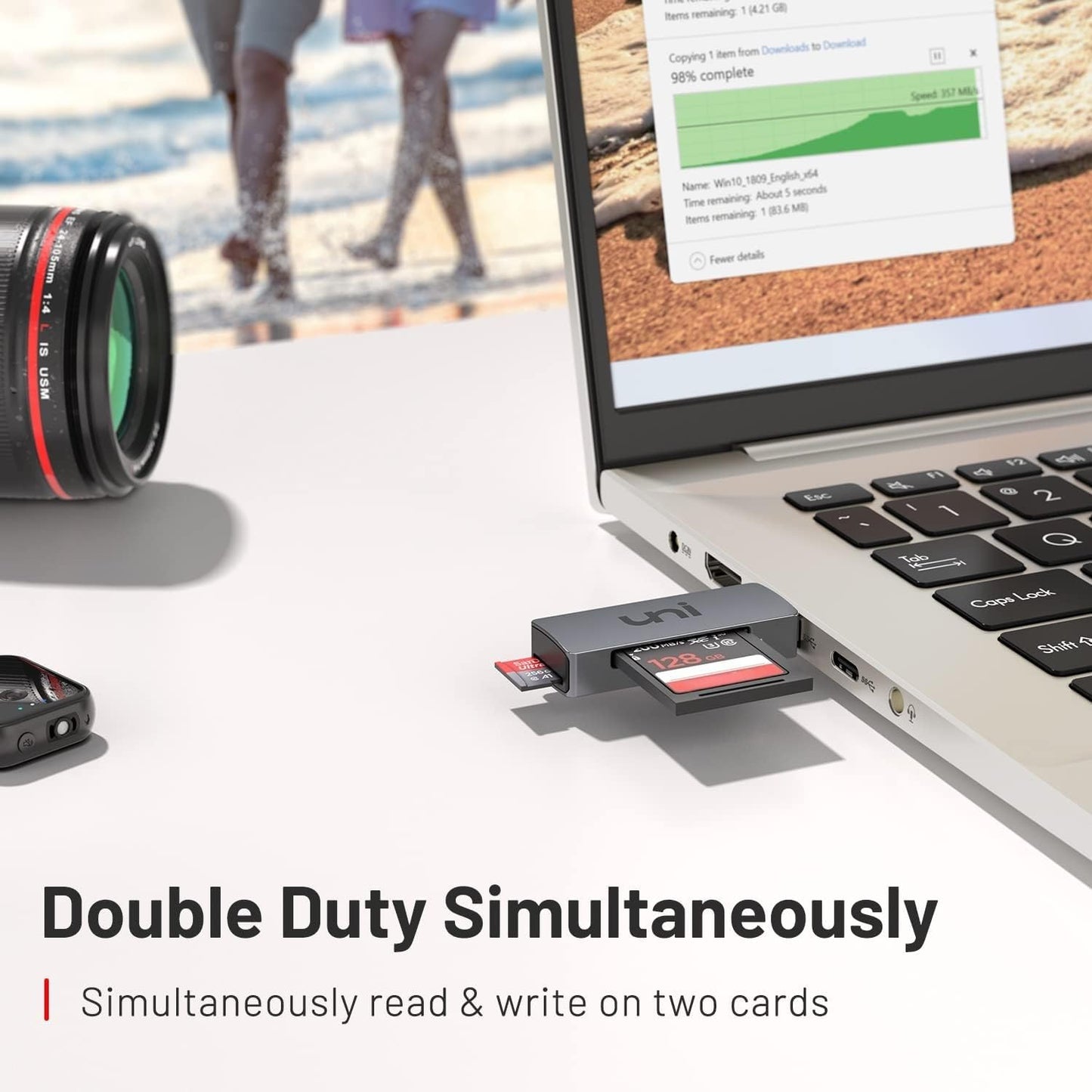 uni SD Card Reader, USB 3.0 SD Card Adapter High-Speed Micro SD Memory Card Reader Support SD/Micro SD/TF/SDHC/SDXC/MMC/UHS-I Card Compatible