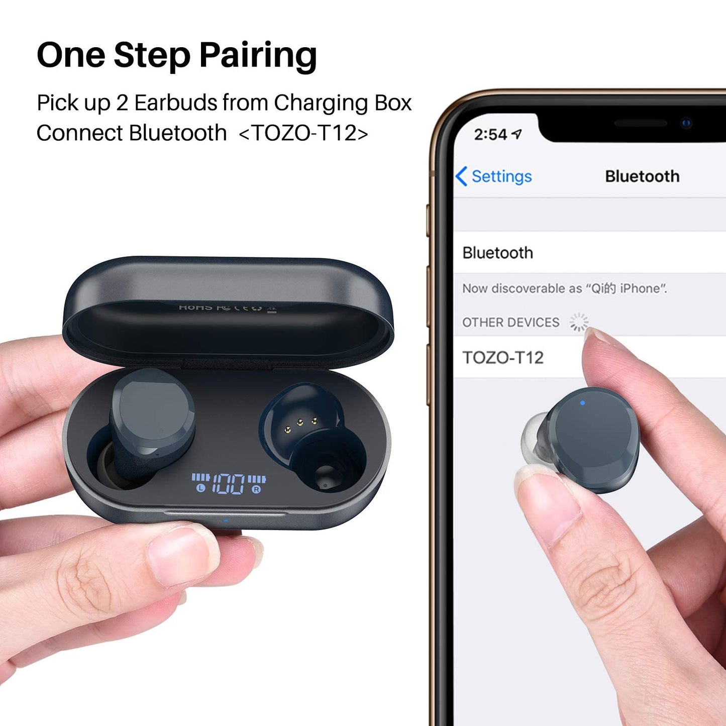 TOZO T12 Wireless Earbuds Bluetooth 5.3, Premium Sound, LED Digital Display