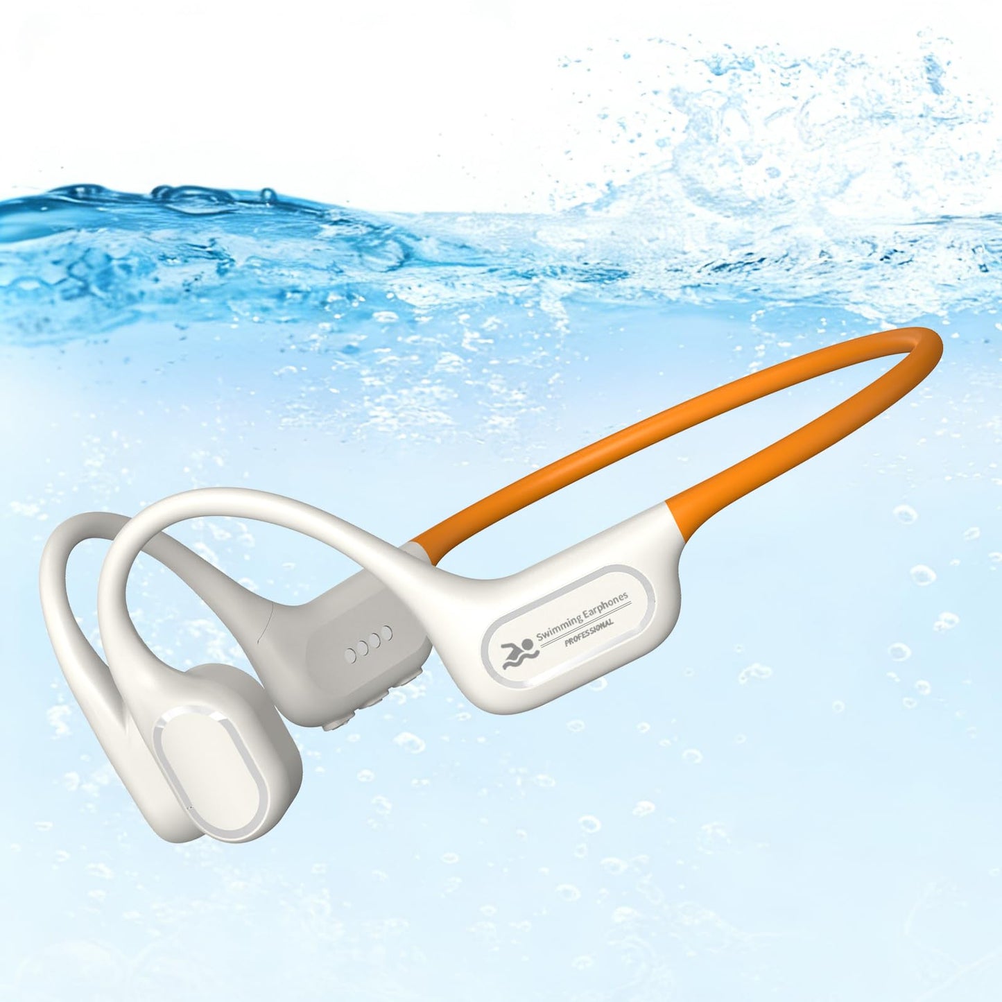 Soft Liquid Silicone Bone Conduction Swimming Headphones Underwater,IPX8 Waterproof Earbuds,Open Ear Swim Headphone with Skin-Friendly