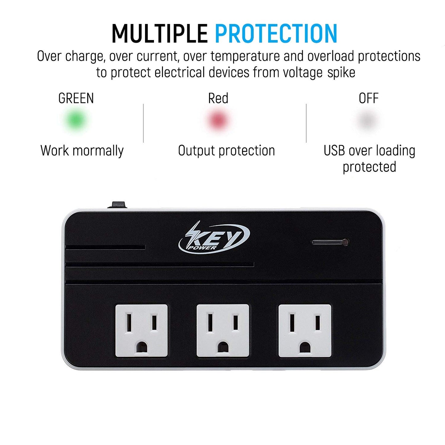 Key Power 230-Watt Step Down 220V to 110V Voltage Converter & International Travel Adapter/Power Converter with USB-C Port 18W - [Use for USA…