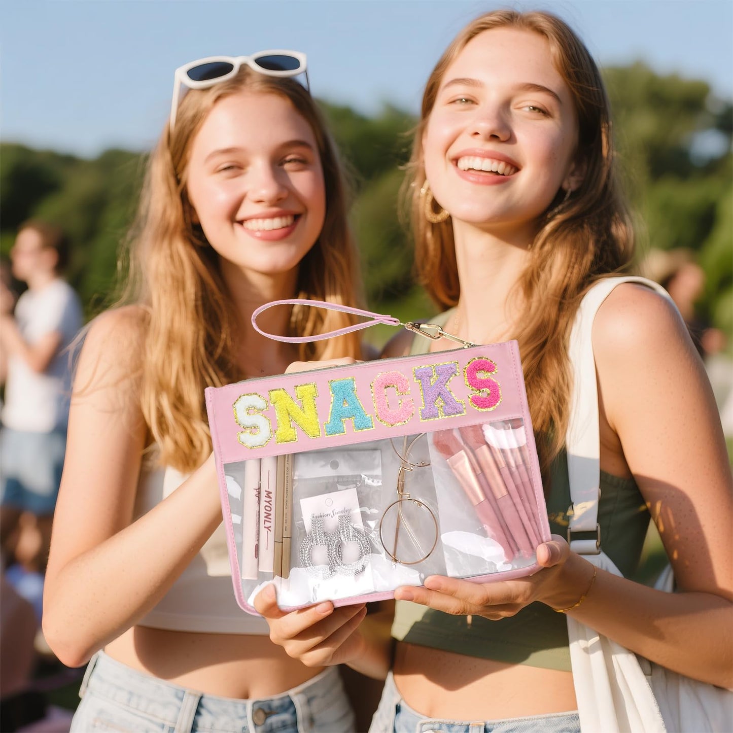 Siwara Clear Snack & Makeup Bag – Waterproof Nylon Cosmetic Pouch, Portable Glitter Travel Toiletry Organizer for Women & Girls