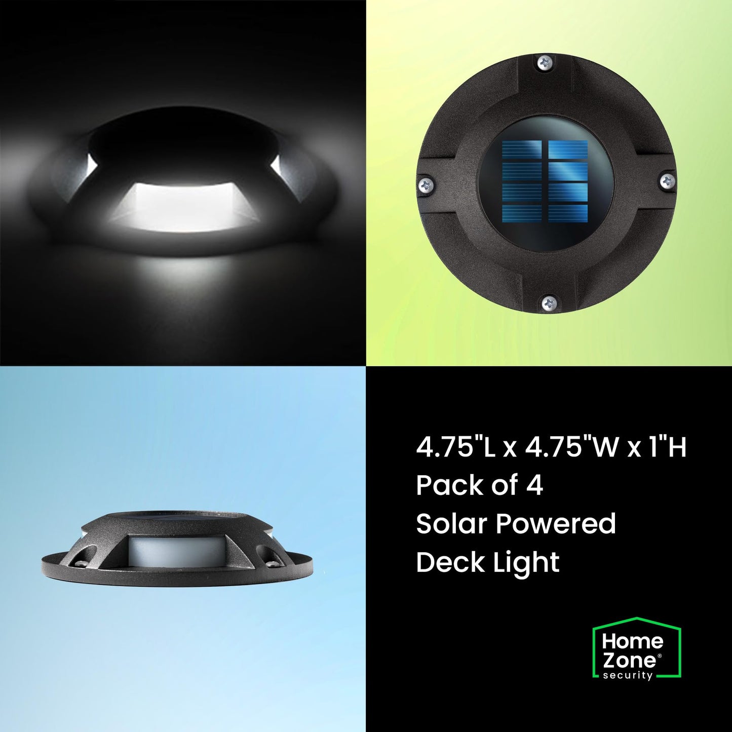 Home Zone 12 Packs Outdoor Solar Deck Light, Black, 120 Lumens Total, Waterproof, Dusk to Dawn, Aluminum Plastic Case for Decor Fence Step Pathway