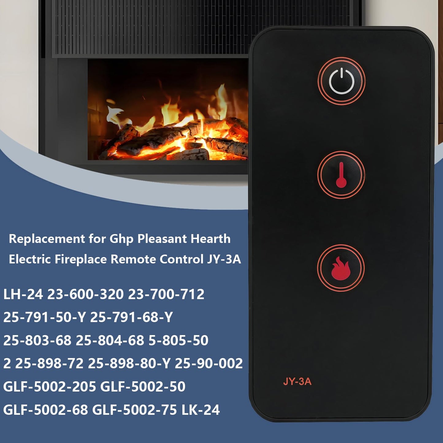 Replacement for Ghp Pleasant Hearth Electric Fireplace Remote Control JY-3A