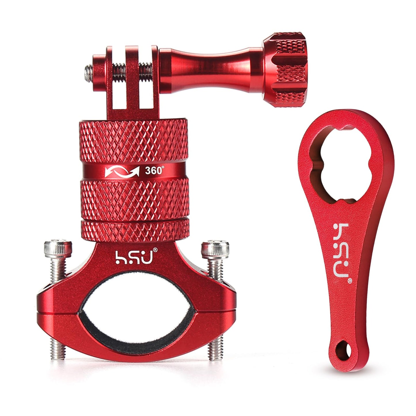 HSU Bike Handlebar Mount for Gopro Hero 13/12/11/10/9/8/7/6/5/4 AKASO Campark Osmo Action 3/4 and Other Action Cameras, 360 Degrees Rotary Motorcycle