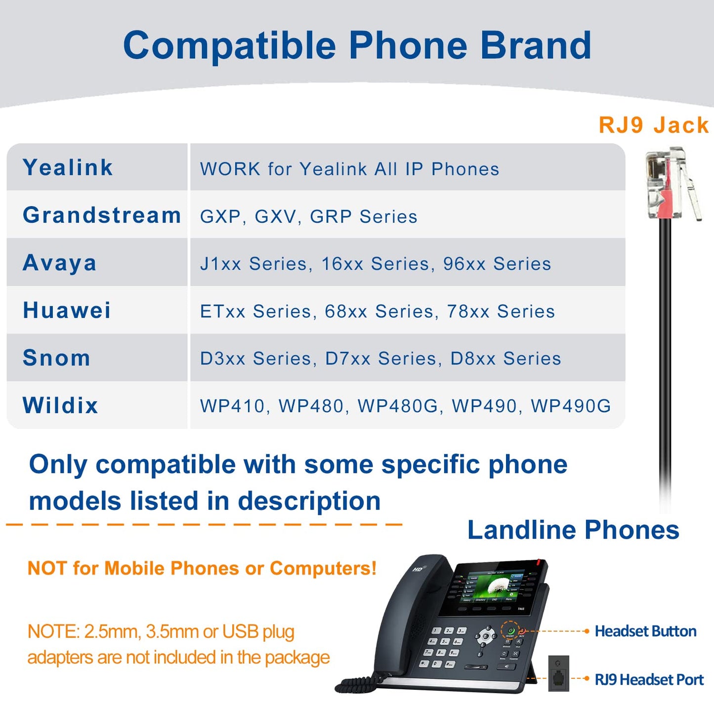 RJ9 Phone Headset for Office Phone with Noise Cancelling Microphone, Binaural Telephone Headsets Work for Yealink T21P T23G T27G T29G T33G T41P T41S