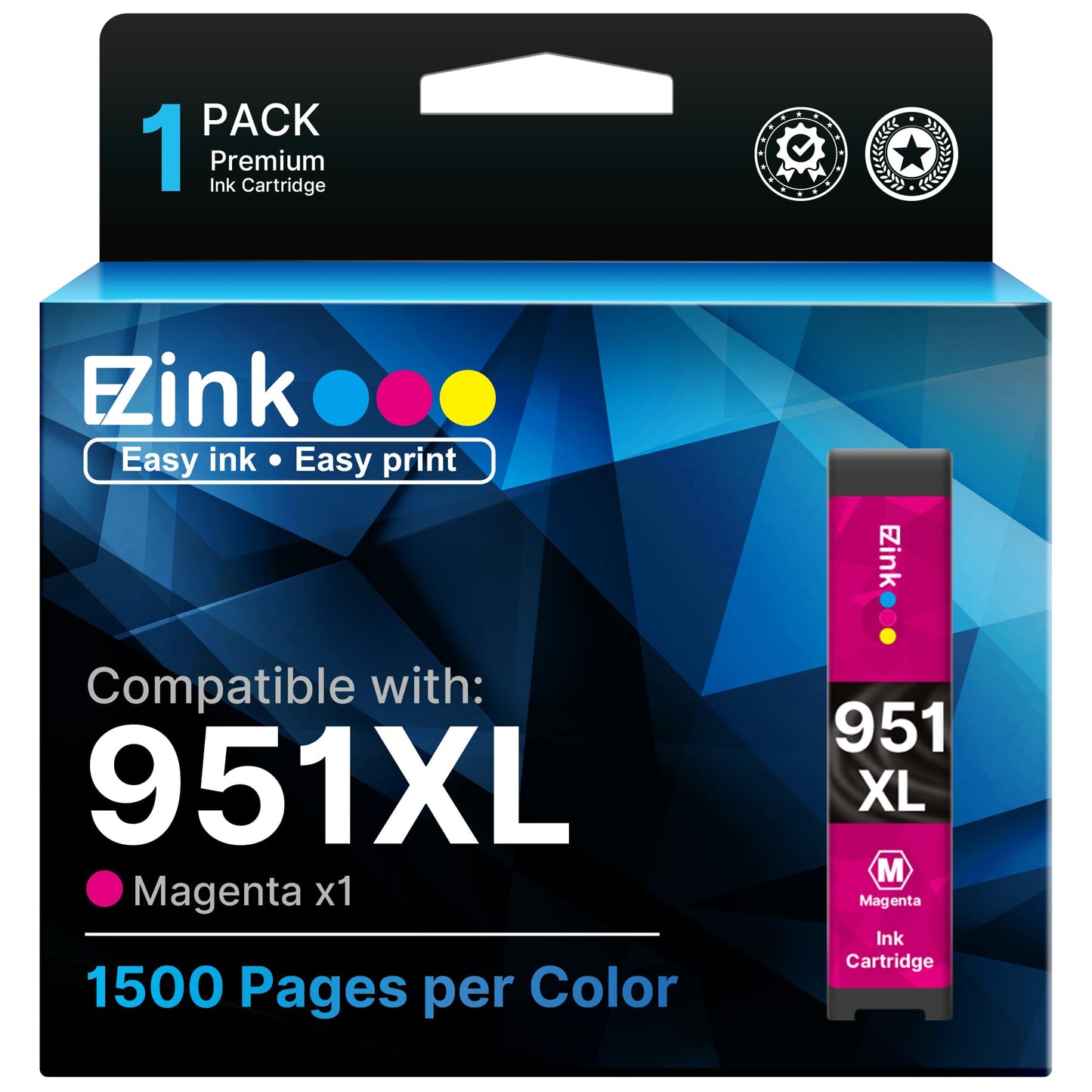 E-Z Ink Compatible Ink Cartridge Replacement for HP 951XL 951 XL to use with OfficeJet Pro 8100 8610 8600 8615 8620 8625 276dw 251dw Printer (Magenta