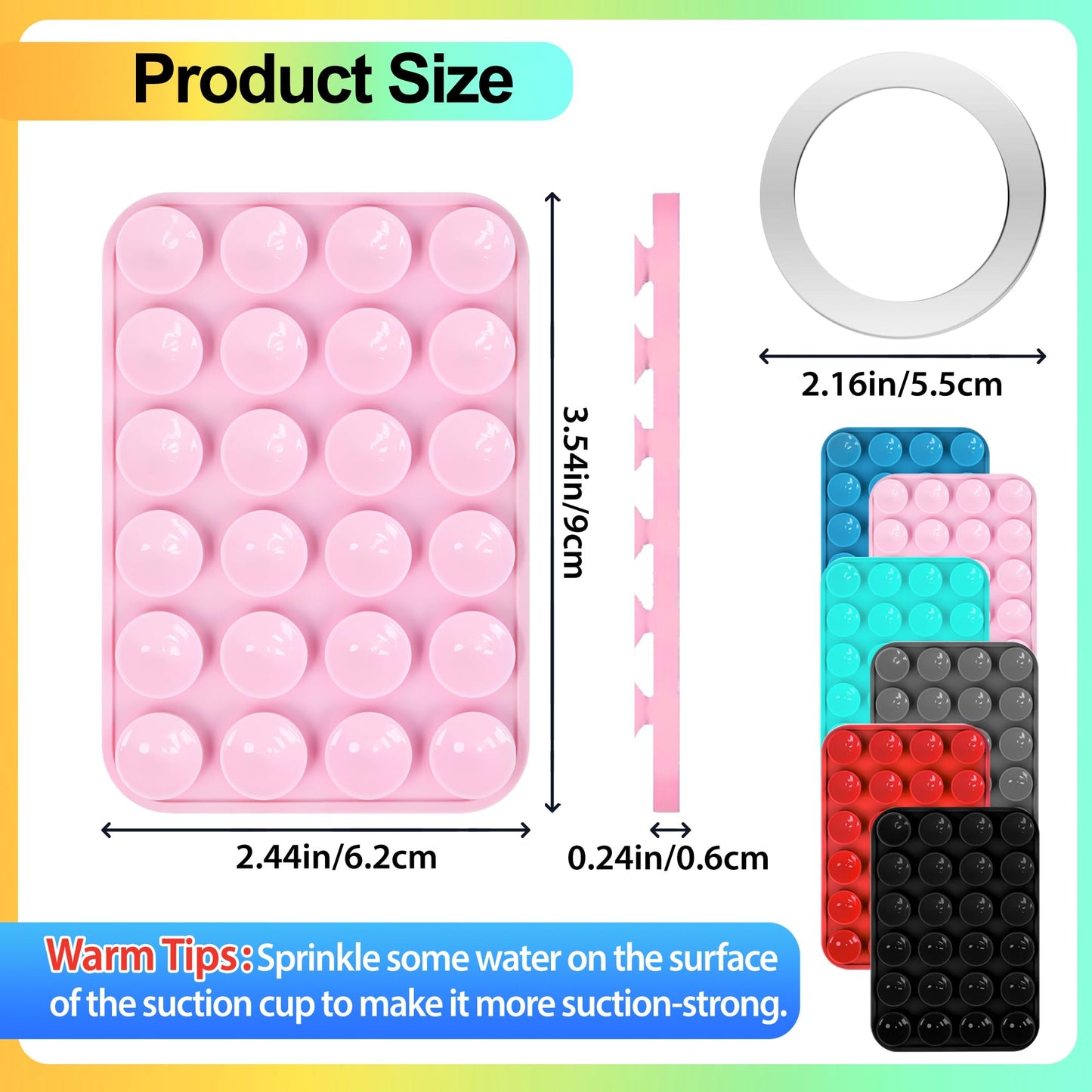 Magnetic Suction Phone Grip, Silicone Suction Phone Mount, Sticky Phone Grip Compatible with MagSafe Case, Hand-Free Grip Holder for iPhone & Android