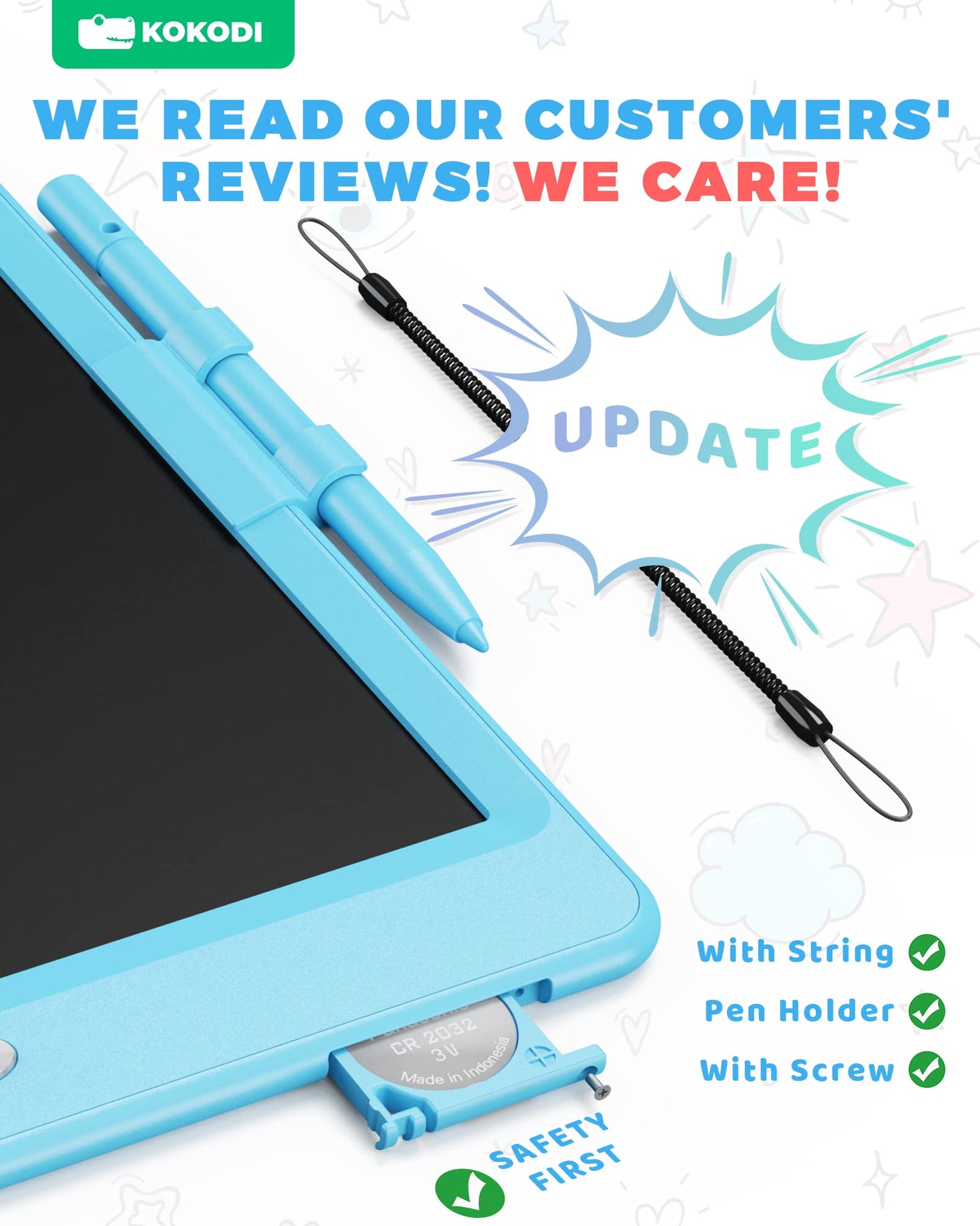 KOKODI LCD Writing Tablet, Gifts for 3 Years Old Boys and Girls,10 Inch Colorful Doodle Board Drawing Tablet, Erasable Reusable Electronic Drawing…