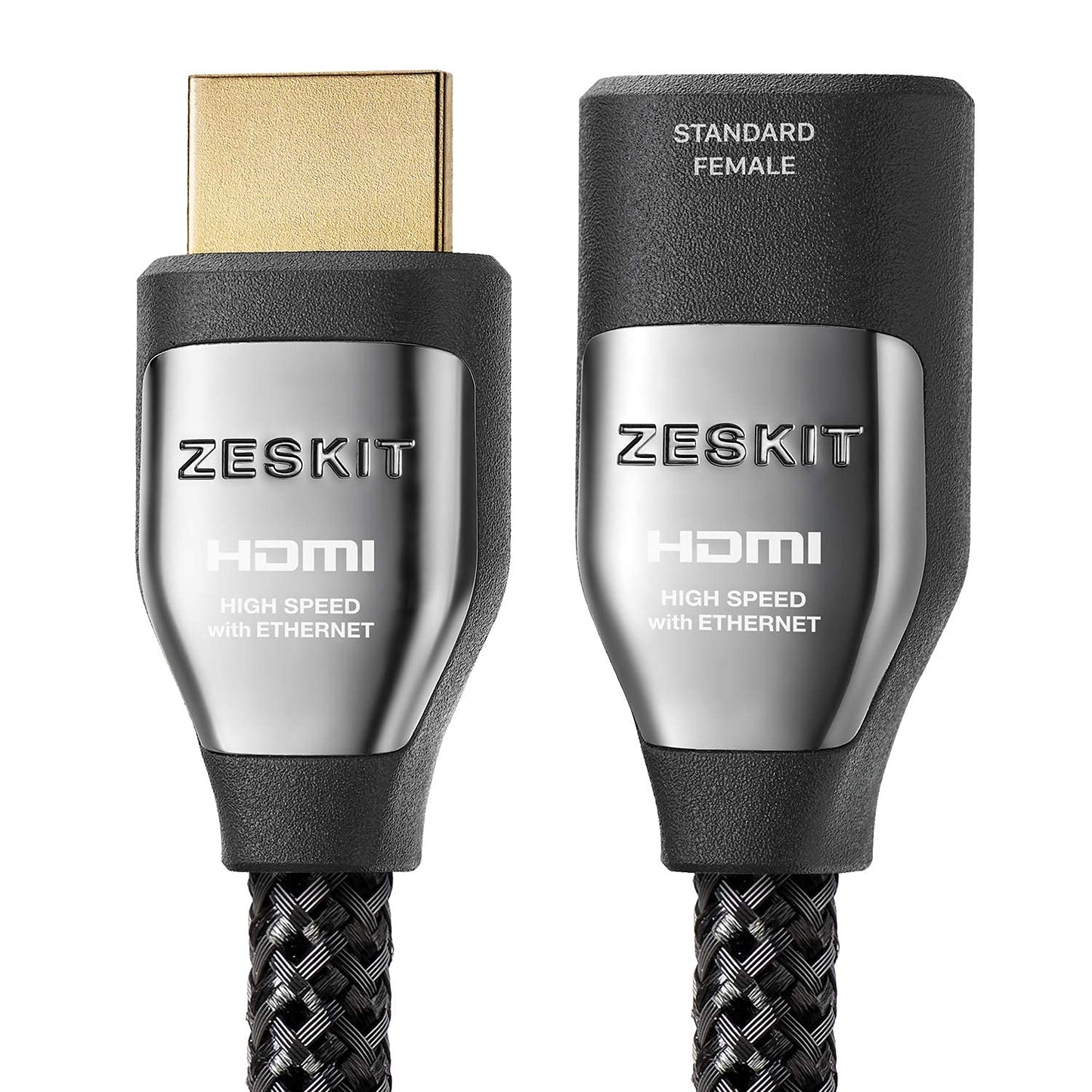 Zeskit Cinema Plus 4K 10ft Male to Female High Speed HDMI Extension Cable 22.28Gbps Compatible with 4K 60Hz Dolby Vision HDR ARC HDCP 2.2 Roku Fire TV