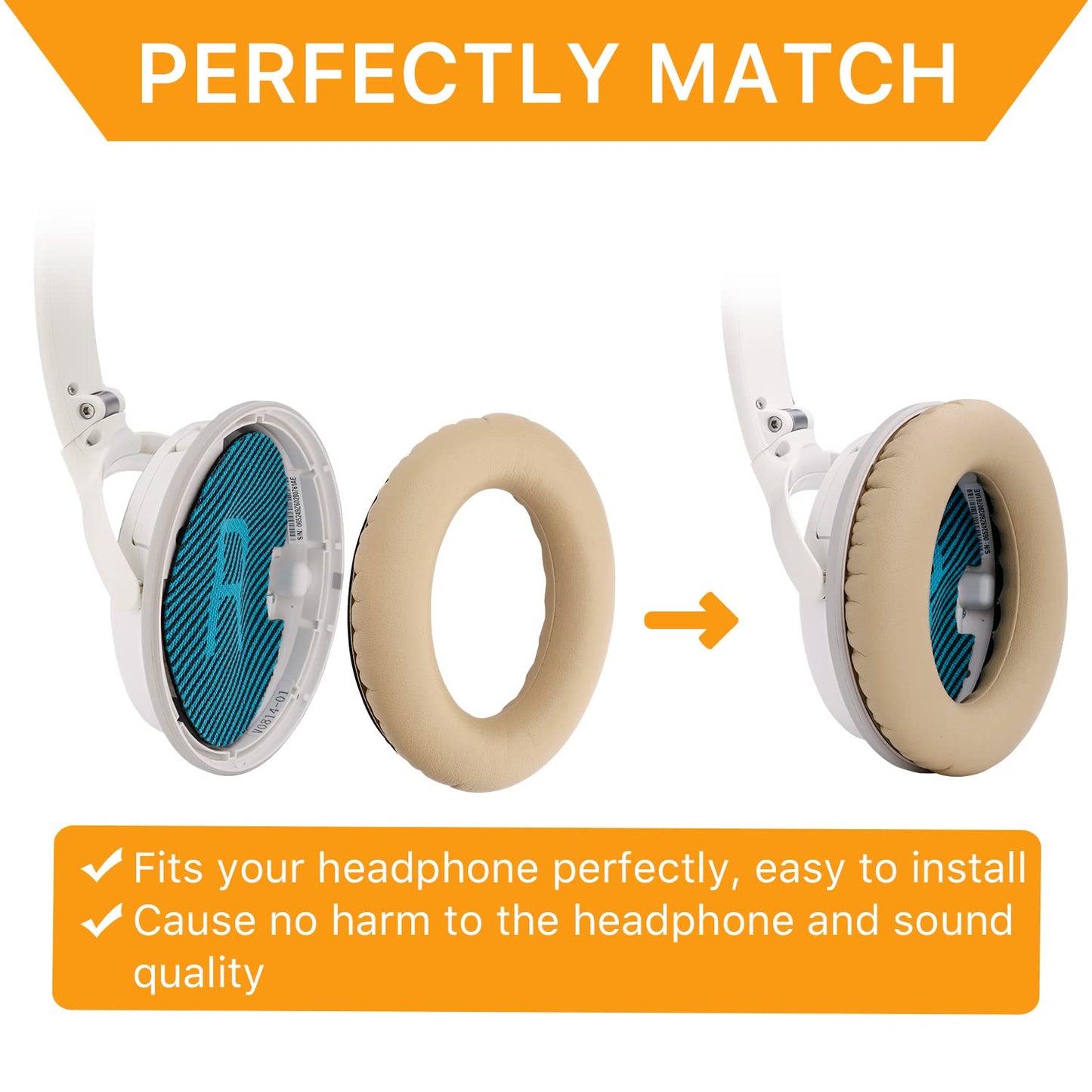 YOCOWOCO Ear Pads for Bose QC25/QC35 II/QC35/QC15/AE2 AE2i AE2w Headphones Replacement Earpads Cushions for Bose Quietcomfort 35/Quiet Comfort