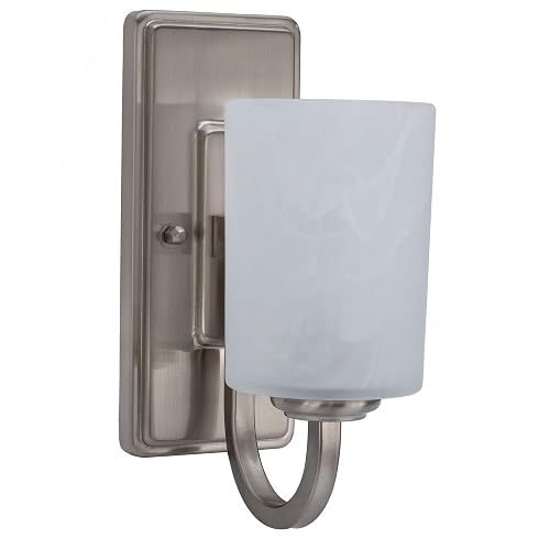 RecPro RV Side Wall Sconce Light | Satin Nickel | Frosted Glass | 110V