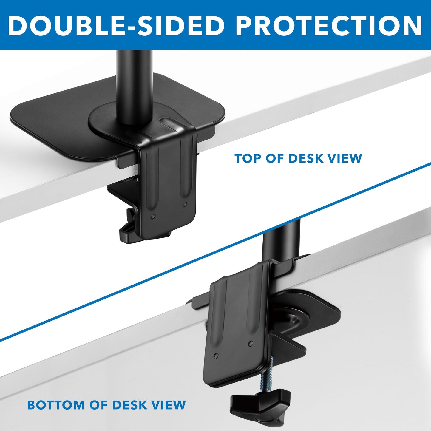 Mount-It! Monitor Mount Reinforcement Plate, Steel Desk Protector for Glass and Thin Tabletops, Compatible with C-Clamp and Grommet Mounts, Anti-Skid