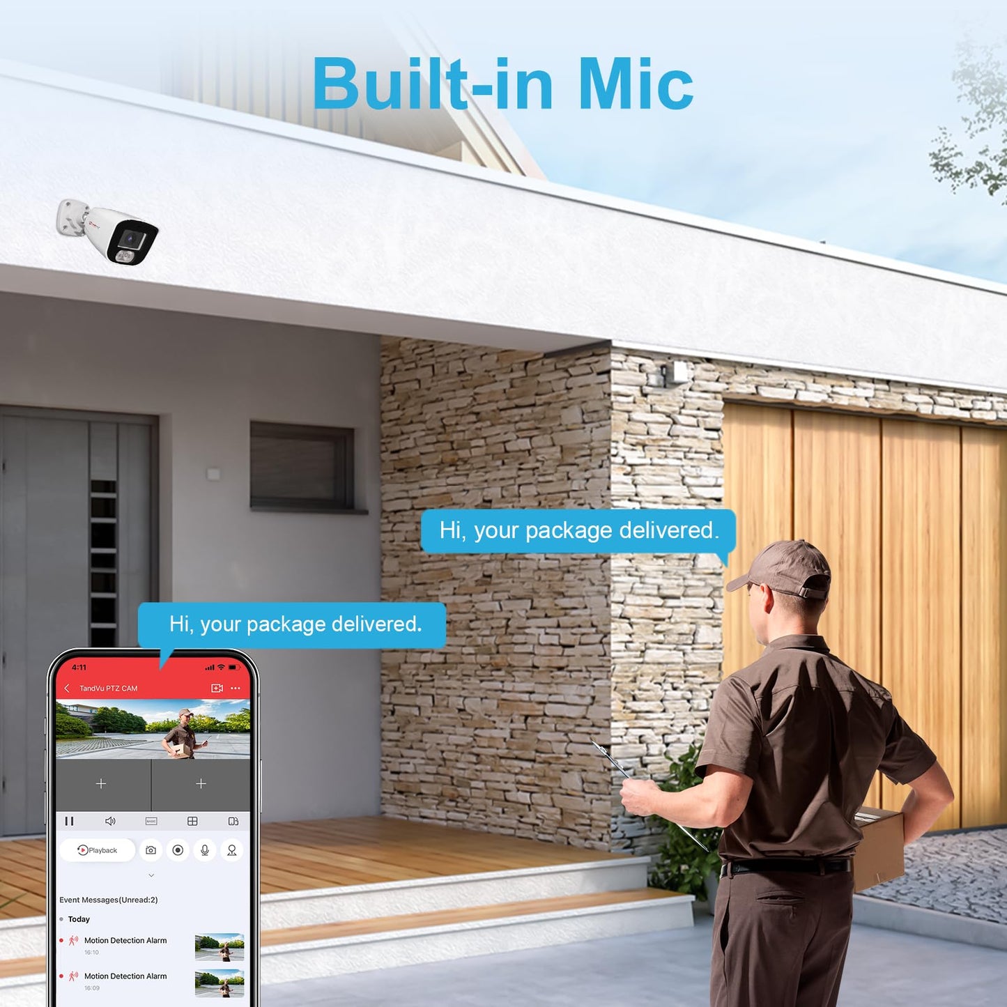 Anpviz 4MP PoE IP Bullet Camera with Microphone/Audio, IP Security Camera Outdoor Indoor, Night Vision 65ft, Waterproof IP66, 108° Wide Angle 2.8mm