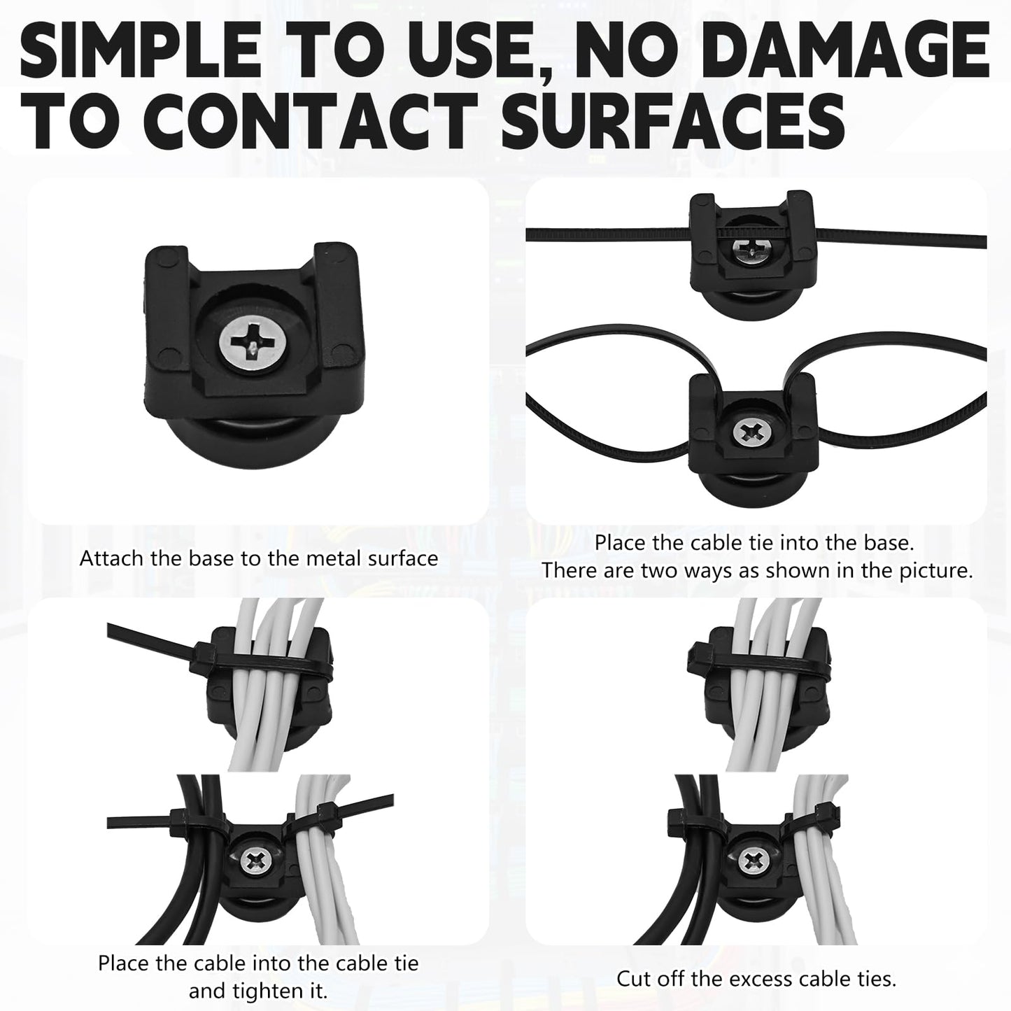24pcs 22mm Magnetic Zip Tie Mount, Multi-Functional Cable Holder, Suitable for Industrial Cable Management and Home Cable Organizing. 24 Mounts