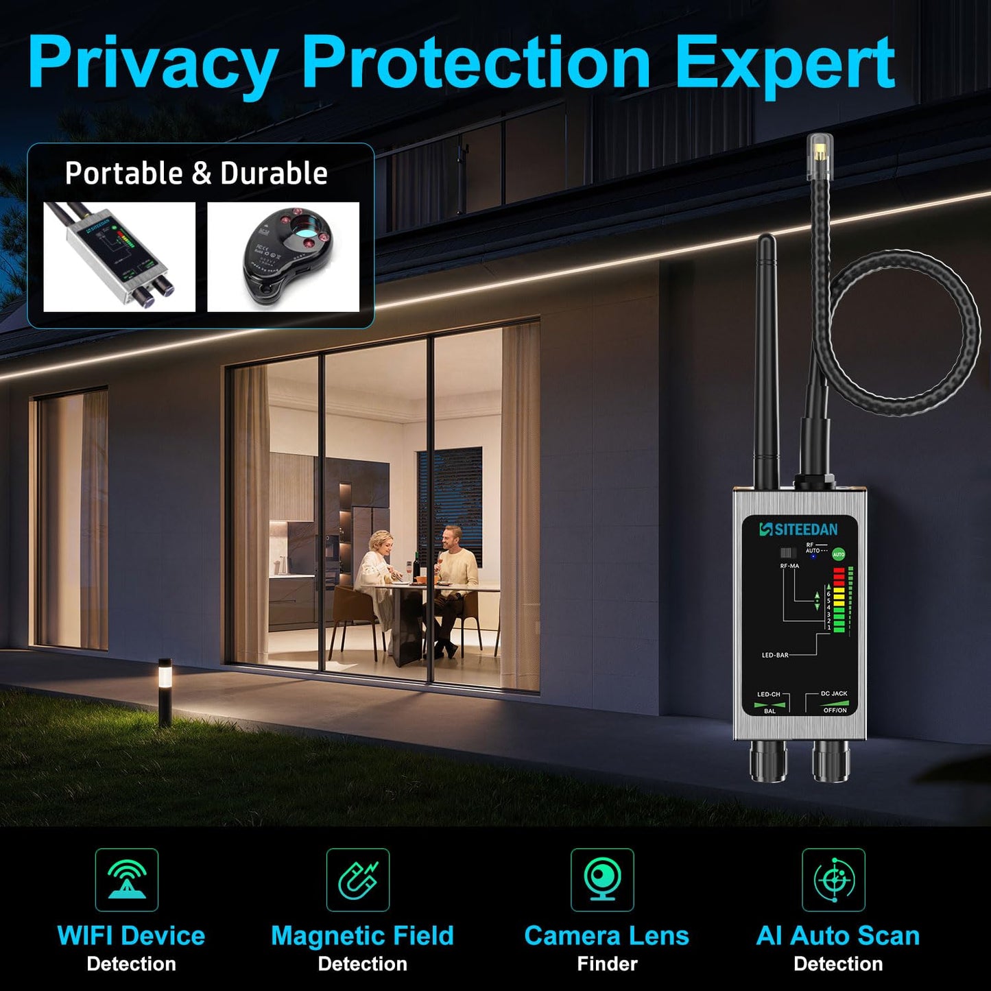 5-in-1 Multifunctional Camera Detector,Hidden Device Detector,Camera Finder Bug Detector for Comprehensive Privacy Protection