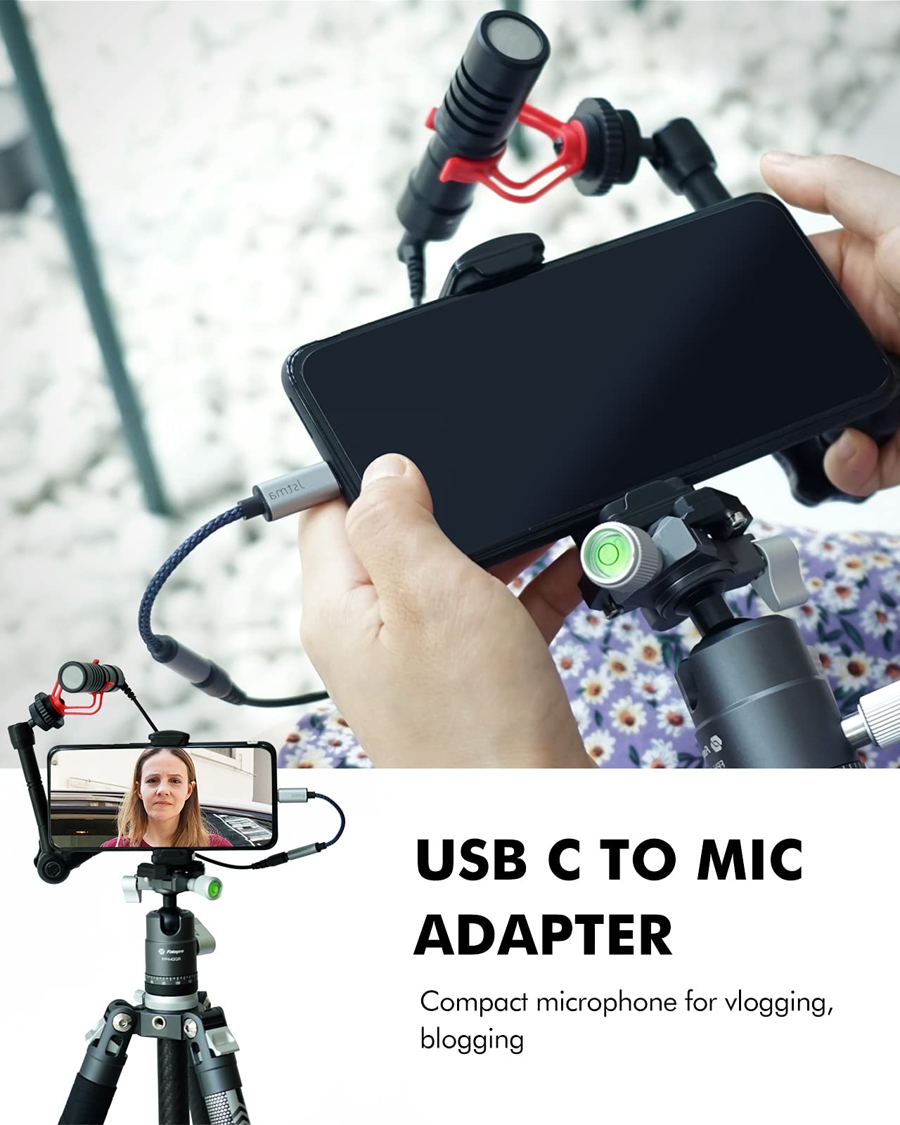jstma USB C to 3.5mm Headphone Microphone TRRS Jack Adapter Type C Audio Cable Dongle Compatible for Google Pixel Samsung Galaxy Androids Phones