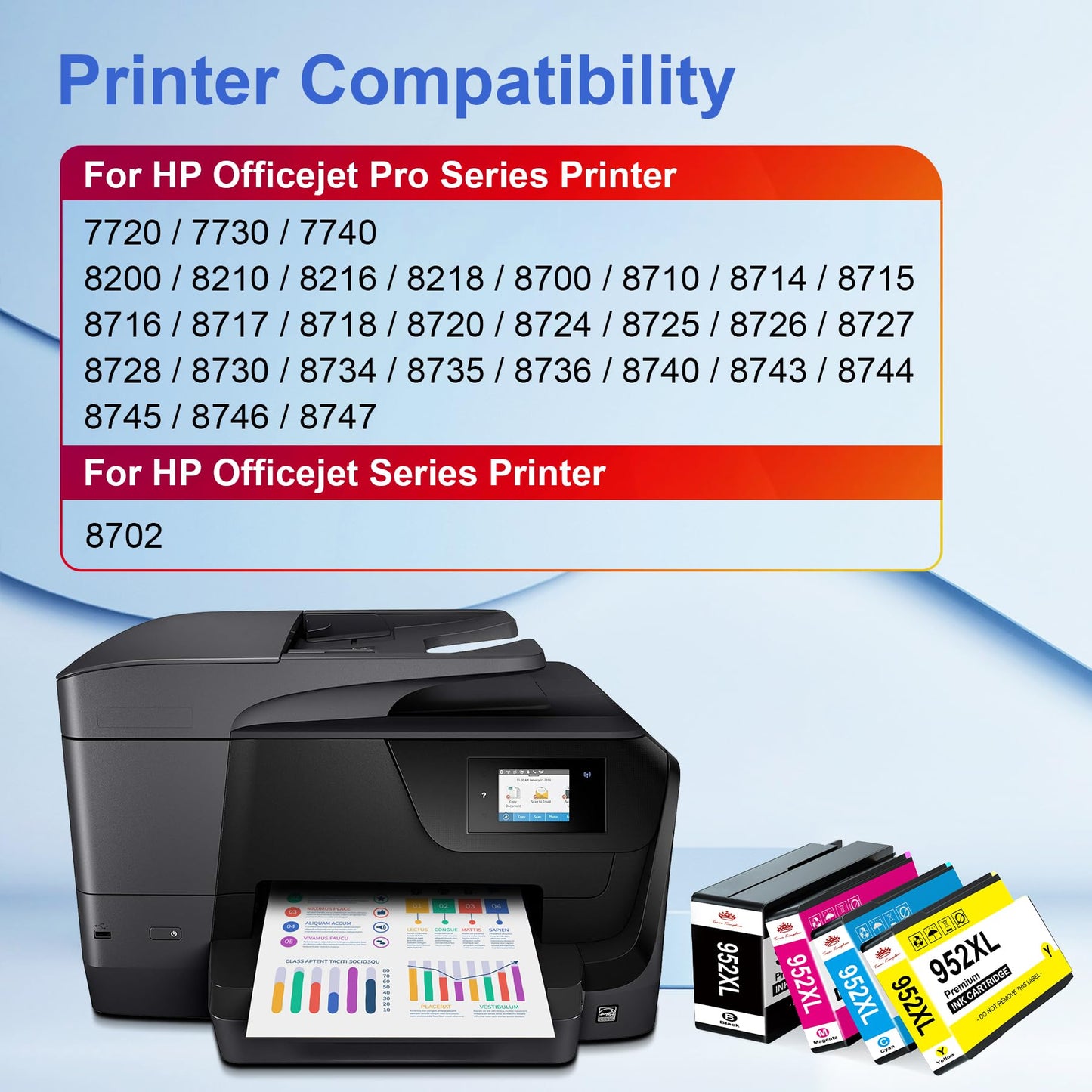 Toner Kingdom Ink Cartridges Remanufactured for HP 952 XL Ink Cartridge Combo Pack Work for HP OfficeJet 8702 OfficeJet Pro 7720 7740 8210 8710 8720