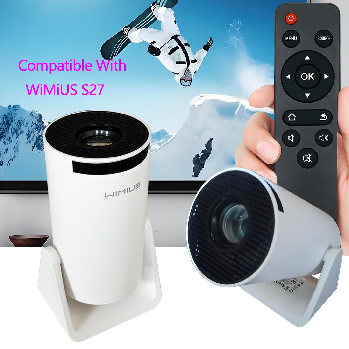 Molgoc Replacement Remote for Mini Projector,Compatible with WiMiUS S27 Projector.