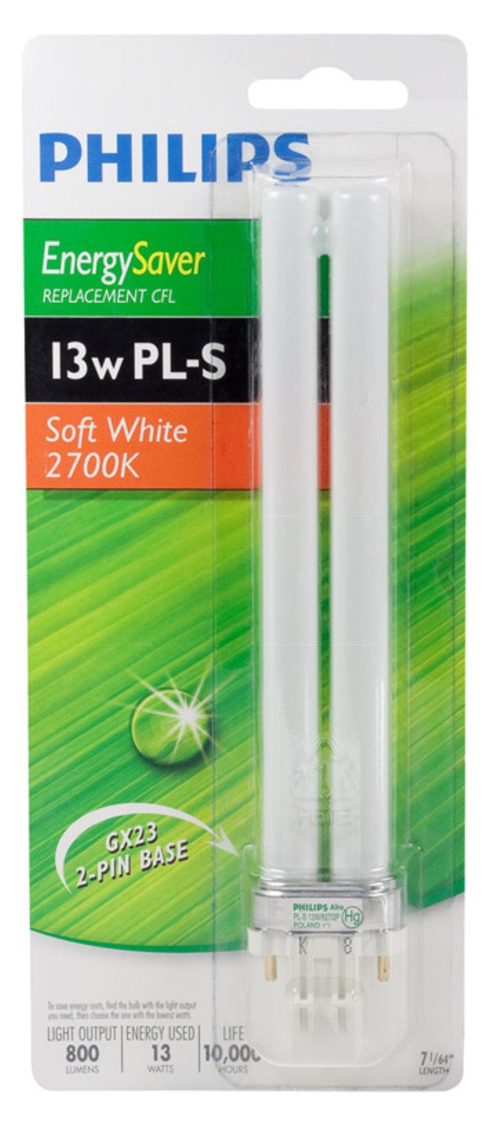 Philips 230102 Energy Saver PL-S 13-Watt Compact Fluorescent Light Bulb