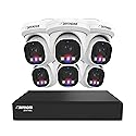 Defender AI Powered Sentinel Pro Turret 8CH NVR PoE Security Camera System, 6pc Metal Turret Cameras, 109° Wide Angle, IP66 Rated, Audio Recording