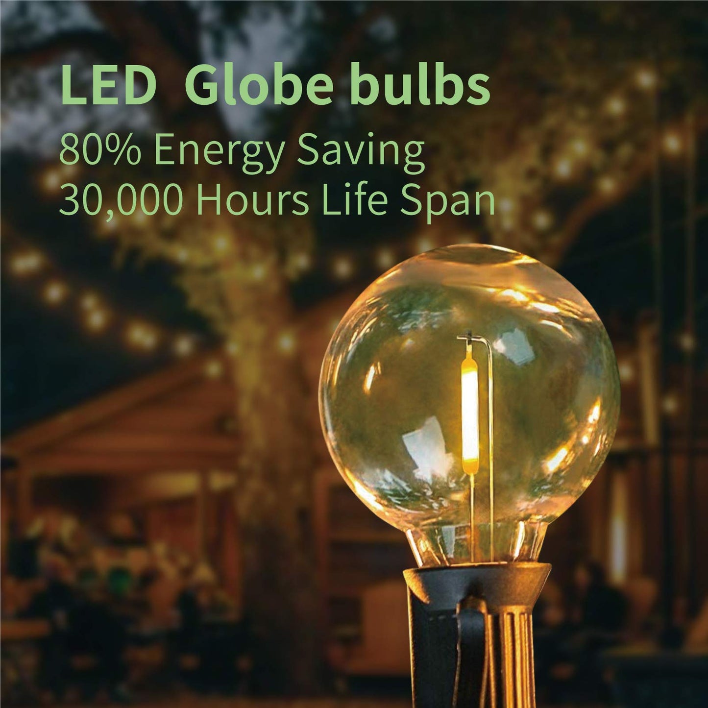 Meconard G40 1.57 Inch Led Replacement Light Bulbs, E12 Screw Base Shatterproof LED Small Globe Light Bulbs for Outdoor String Lights, 1Watt Equvalent