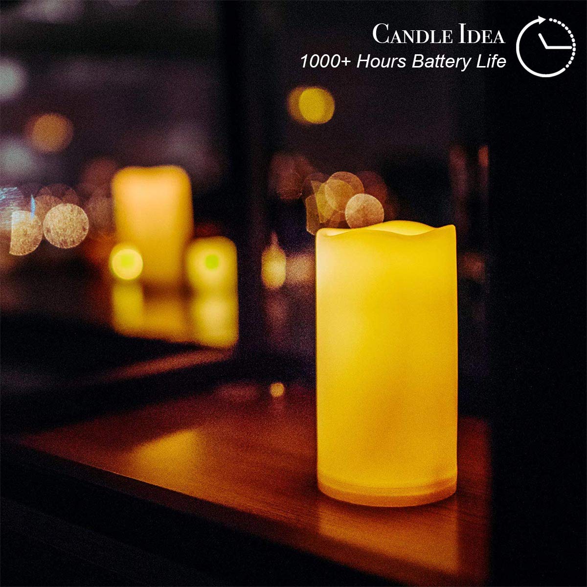 2 PCS 3" x6" Waterproof Outdoor Battery Operated Flameless LED Pillar Candles with Timer Flickering Plastic Resin Electric Decorative Light