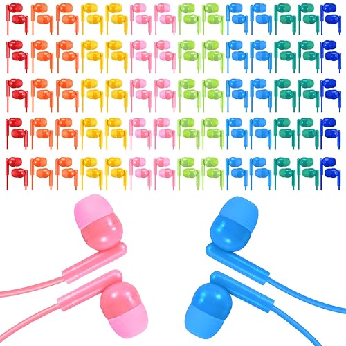 XOSDA 50 Pack Earbud Bulk Kids Headphone for Classroom School, Wholesale Class Room Students Wired Earphones with 3.5 mm Jack for Computers Chromebook