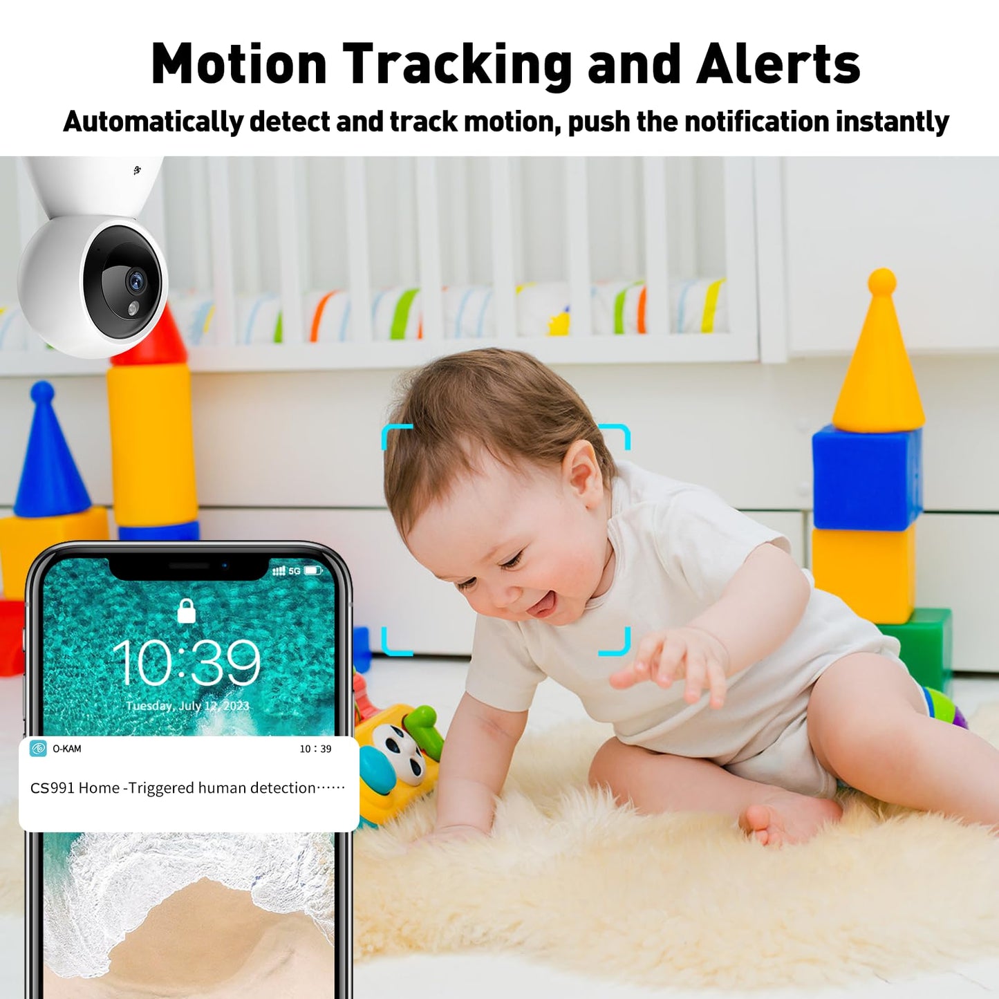 BJR Indoor Security Camera 2K HD, 360° Pan/Tilt Pet Camera with Dual-Band WiFi (5G & 2.4G), Motion Tracking, Color Night Vision, 2-Way Talk, Free 64GB