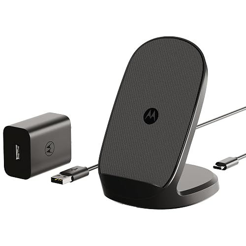 Motorola TurboPower 15W Wireless Stand + 33W Charger + Cable - Charging for Moto G Power 2024/2025, G Stylus 2024/2025/2026, Edge 2024/2025, Razr/Razr