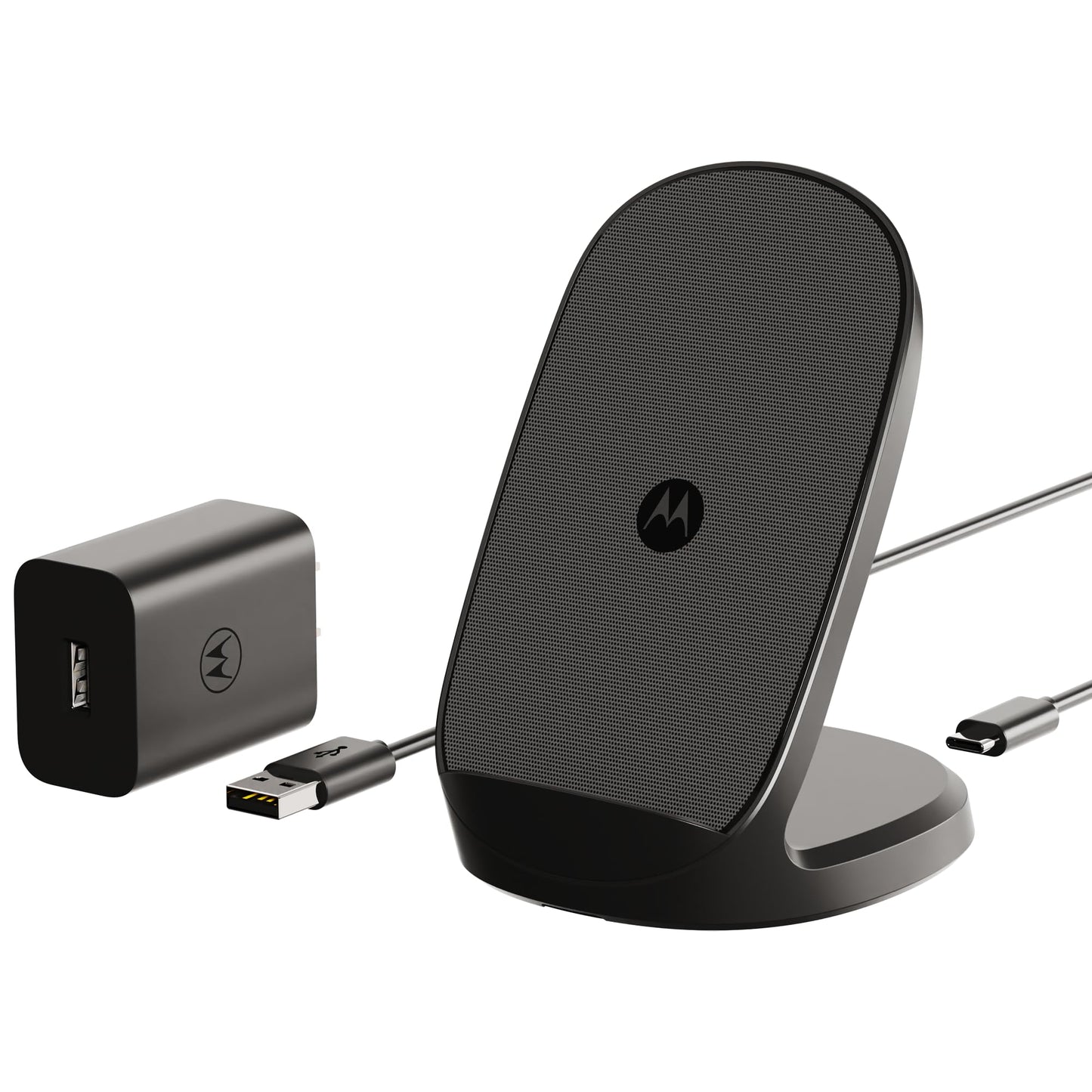 Motorola TurboPower 15W Wireless Stand + 33W Charger + Cable - Charging for Moto G Power 2024/2025, G Stylus 2024/2025/2026, Edge 2024/2025, Razr/Razr