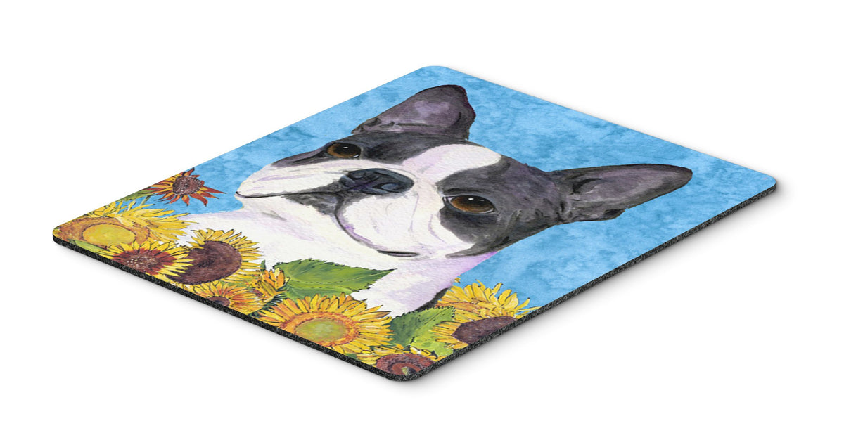 Caroline's Treasures SS4149MP Boston Terrier in Summer Flowers Mouse Pad, Hot Pad or Trivet for Home Office Gaming Working Computers Laptop Mouse