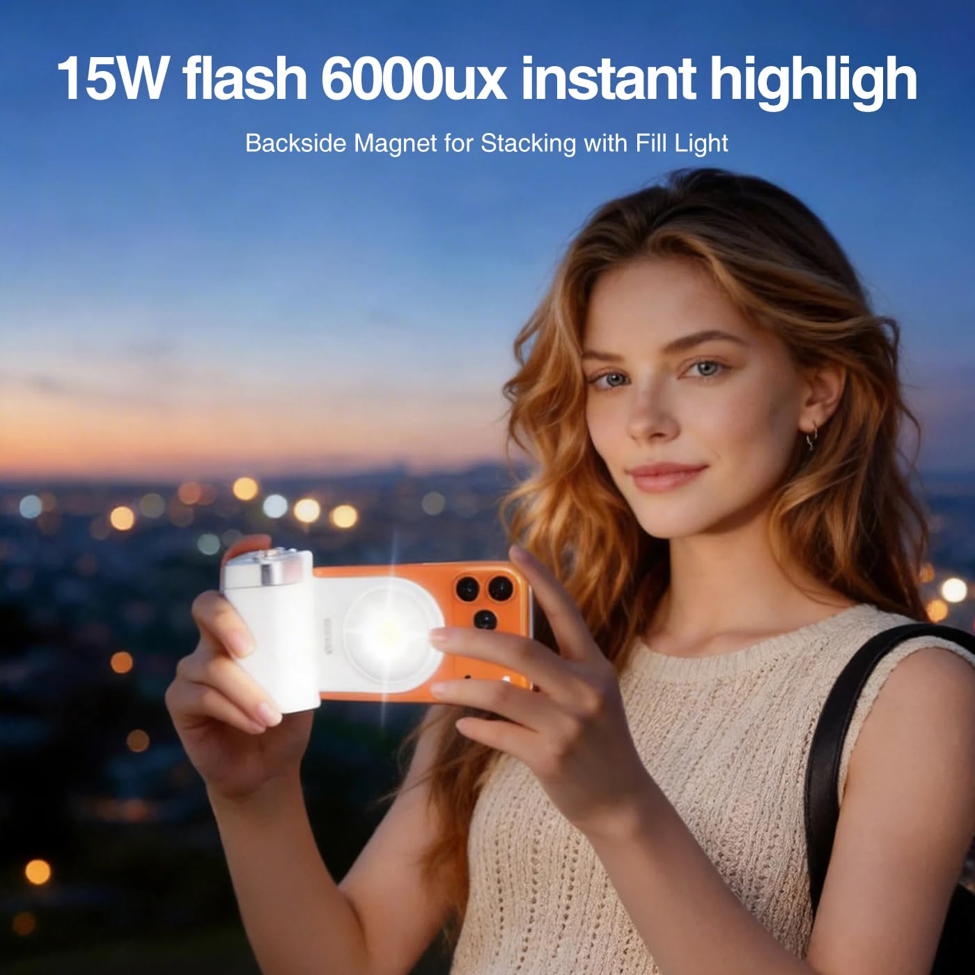 Phone Flash Fill Light, Magnetic Attachment for Mobile Phones, Built-in Handle with Focus Knob, Portable LED Light Phone Photography, Vlog & Live