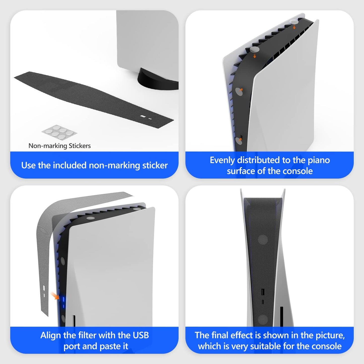 Dust Cover Net for PS5 Console, PS5 Heatsink Barrier Pets Hair Anti-dust Cover Dustproof for PlayStation 5 Optical Drive Version/Digital Version Game