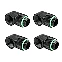 Barrow G1/4" Male to Female Extender Fitting, 90 Degree Rotary, Black, 4-pack