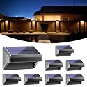 Bridika Solar Fence Lights Warm White & White, Solar Outdoor Wall Lights, Fence Solar Lights Outdoor Waterproof for Step, Backyard, Fence, Wall