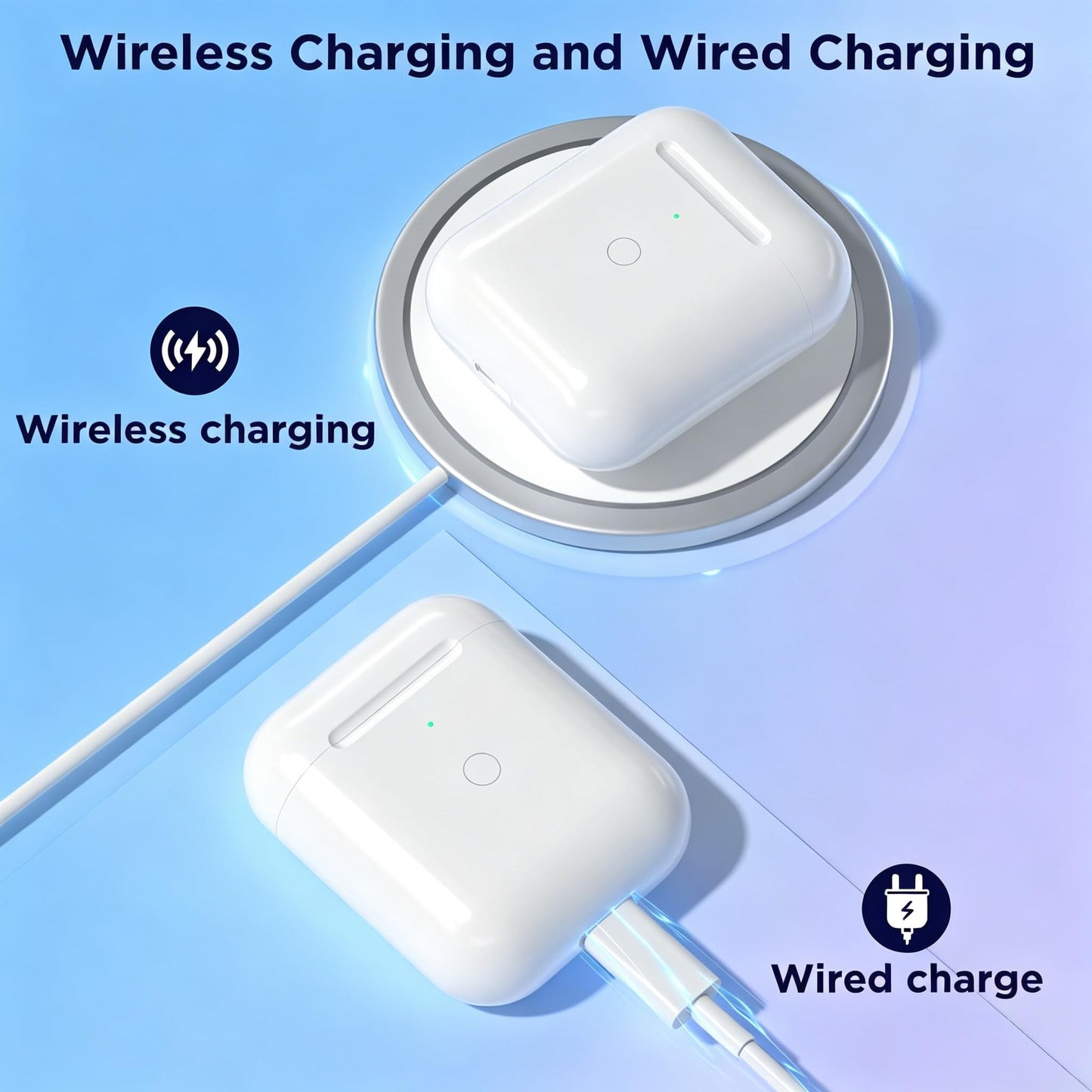 JKV Wireless Charging Replacement for AirPod 1st 2nd Charging Case with Lightning Port, Only Compatible with Air Pods 1 2 Charger Case with Bluetooth