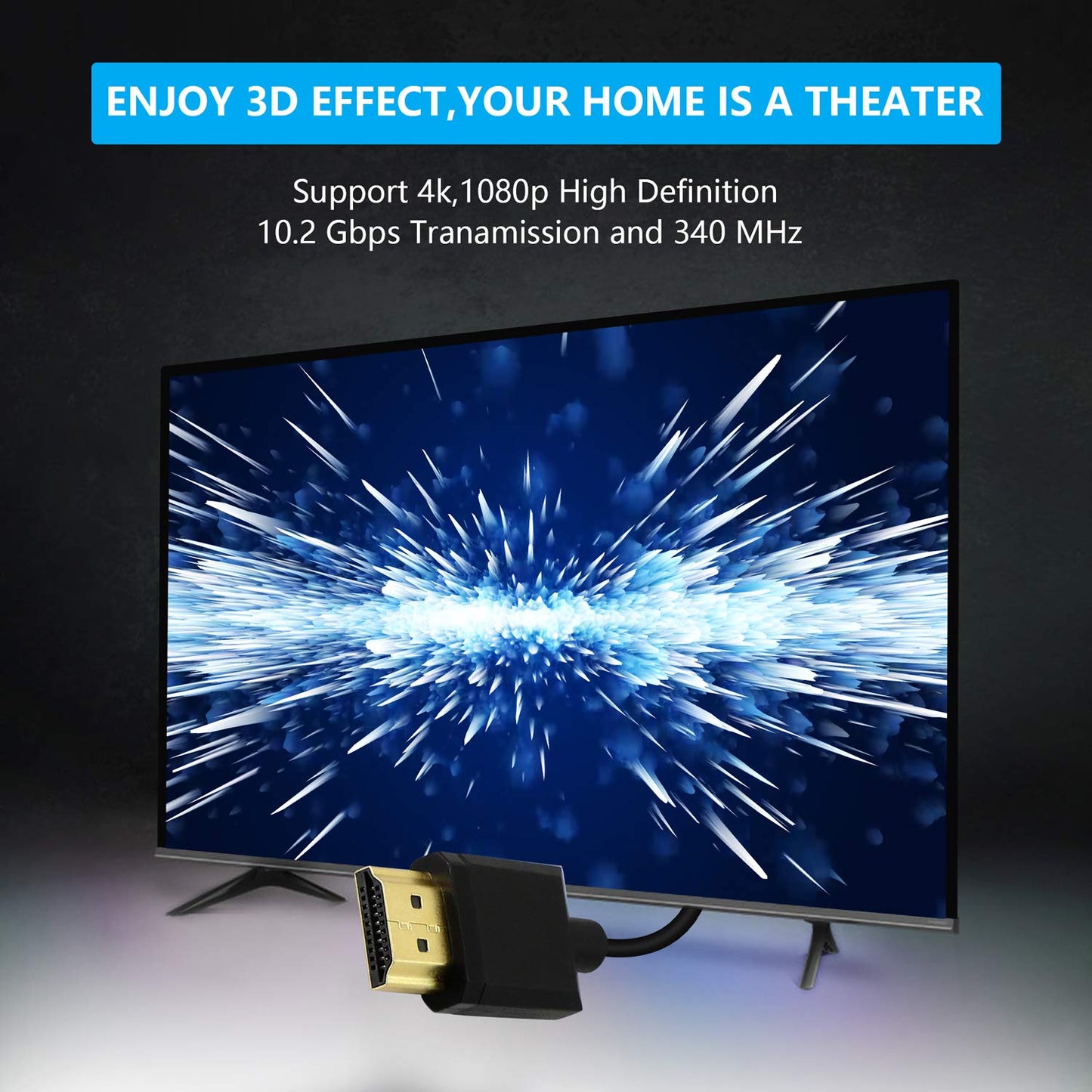 PNGKNYOCN 15CM HDMI Male to Male Short Cable, 90 Degree Downward Angle High Speed HDMI 2.0 Adapter Connector Cable Support 4k@60HZ KANGPING,