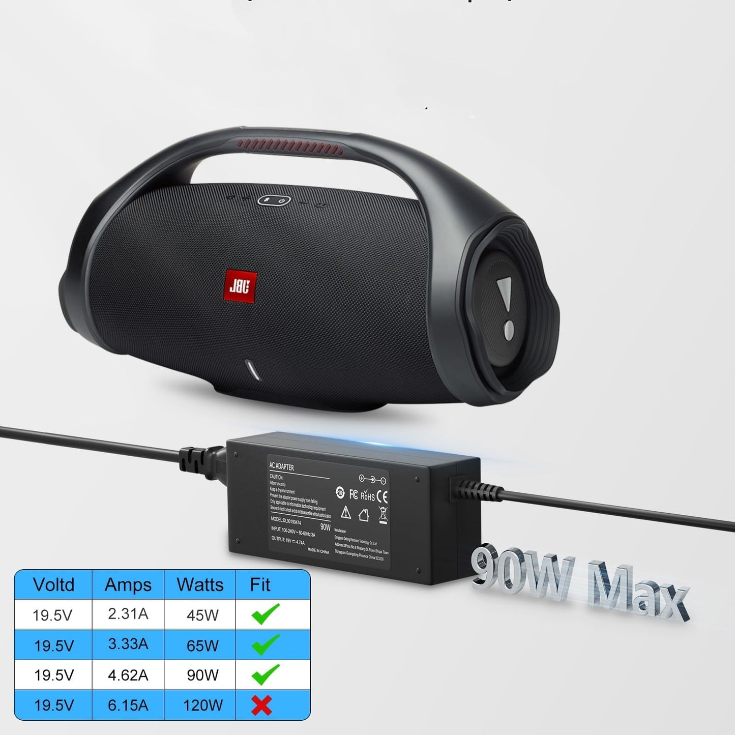90W Charger Compatible with JBL Boombox 2 Boombox 1 Wireless Bluetooth Speaker JBL Xtreme 2 Charger 10FT JBL Boombox, Xtreme Power Supply Adapter…