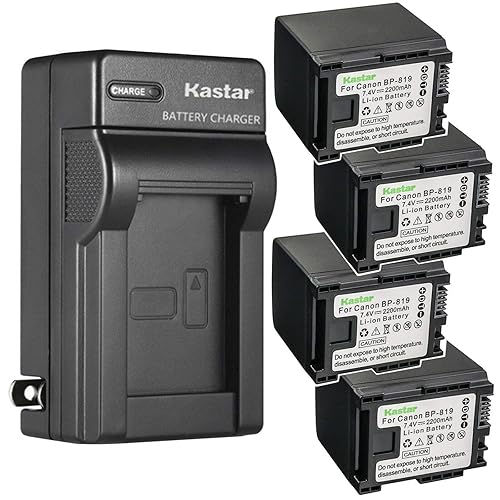 Kastar 4-Pack Battery and AC Wall Charger Replacement for Canon VIXIA HF S100 HFS100, VIXIA HF S200 HFS200, VIXIA HF10, VIXIA HF11, VIXIA HF20, VIXIA