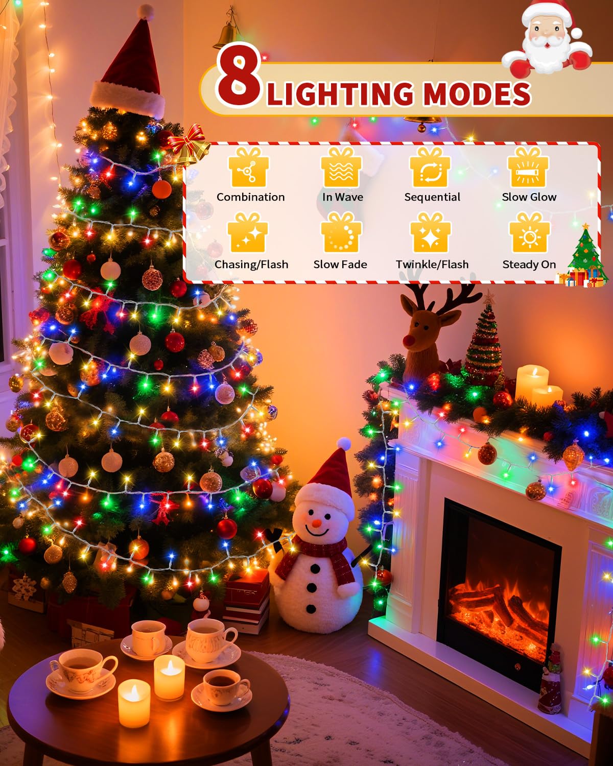 Christmas Lights String Outdoor Indoor, Xmas Tree Decorations Lights, Plug in Twinkle Fairy Light with Remote Timer Dimmable for Room Yard Holiday