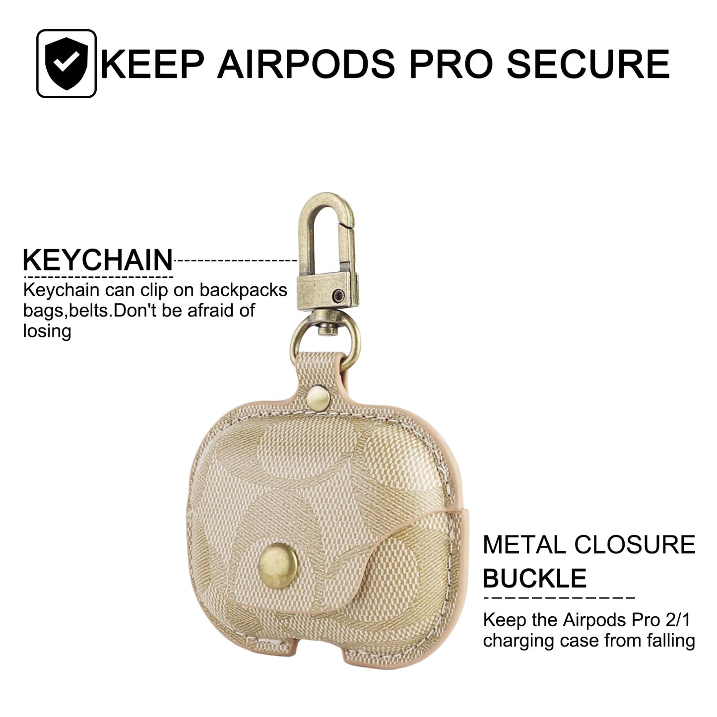Compatible with AirPods Pro 2nd/1st Generation Case Cover, Leather Full Body Shockproof Protective Cover for AirPods Pro 2&1 Gen Case for Women Men