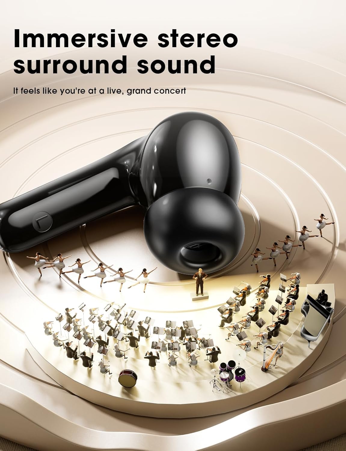 Wireless Earbuds, Hi-Fi Deep Bass Ear Buds, 48H Playtime In-Ear Headphones