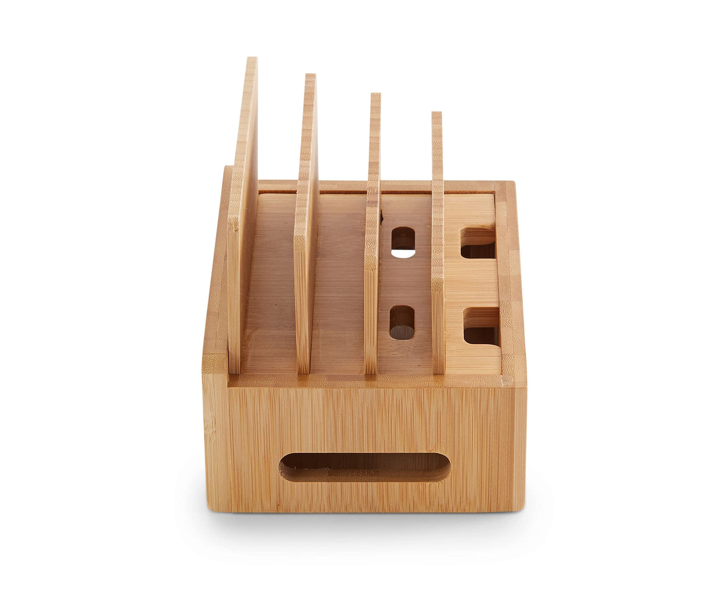 Bamboo Charging Station & Multi-Device Organizer - Large Capacity Desktop Dock for Smartphones, iPhone, iPad, and Tablets