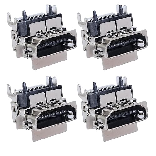 4Pcs HDMI Port Socket HDMI Port Socket Plug Jack Interface Compatible with X-One Slim Connector Replacement