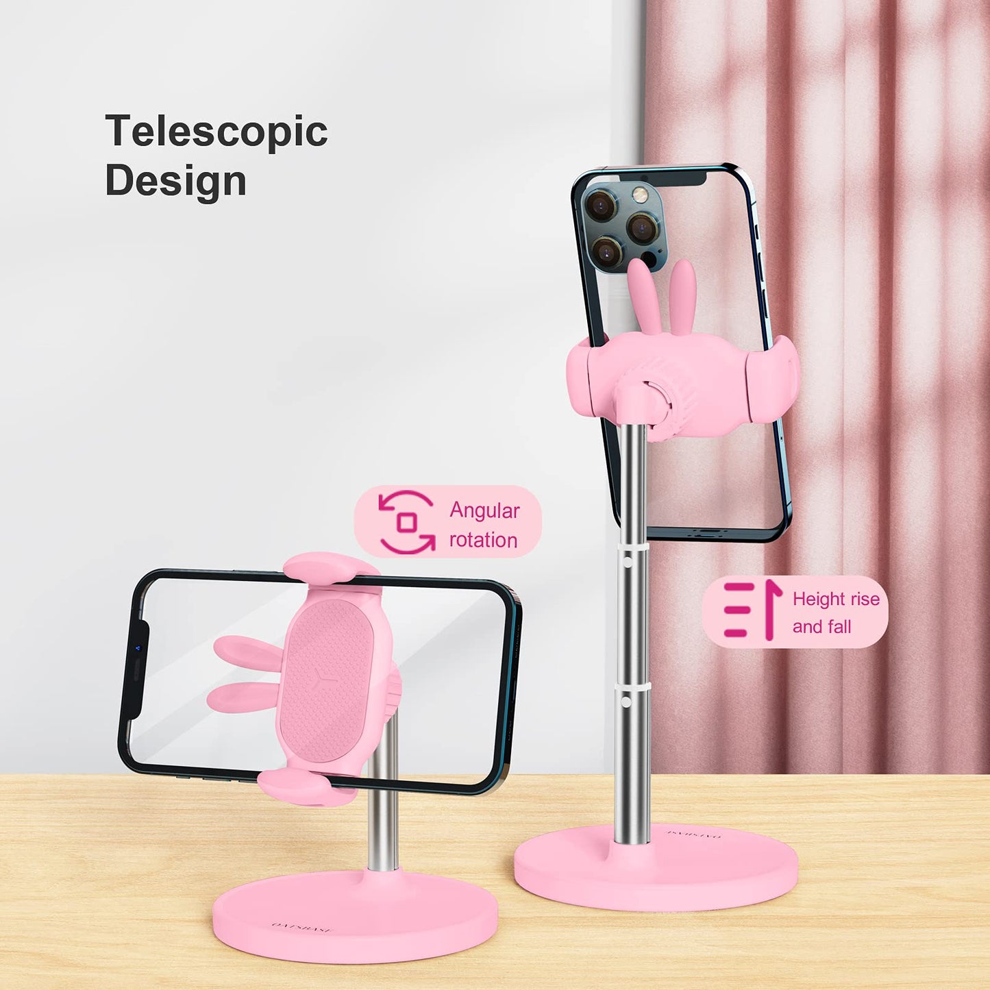 OATSBASF Cute Chat Stand, Angle Height Adjustable Cell Phone Stand for Desk, Kawaii Phone Holder Stand for Recording, Compatible with iPhone, All