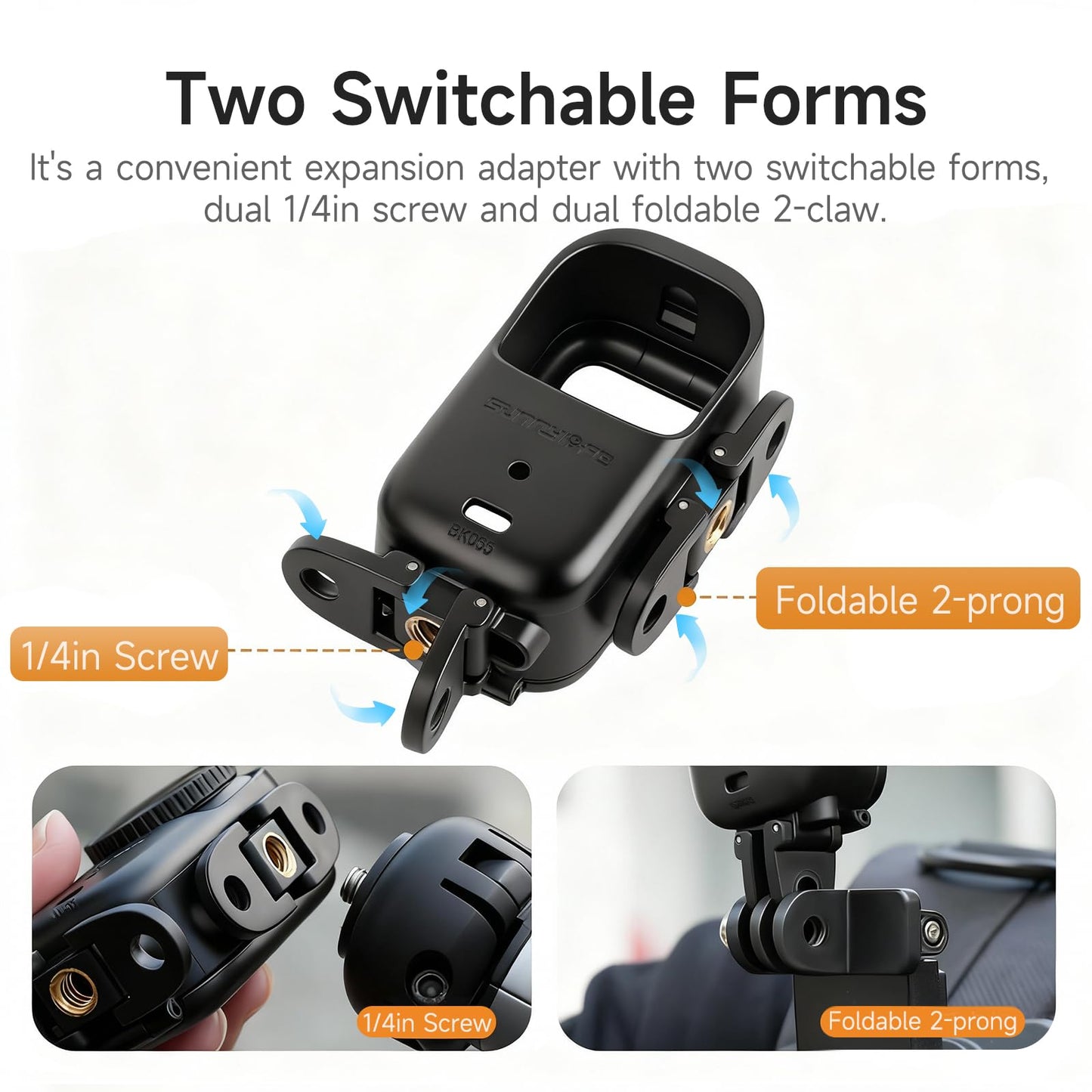Honlyn Vertical & Horizontal Action Mount Bracket Frame for DJI Osmo Nano, Expansion Adapter to Connect Other Camera Accessories