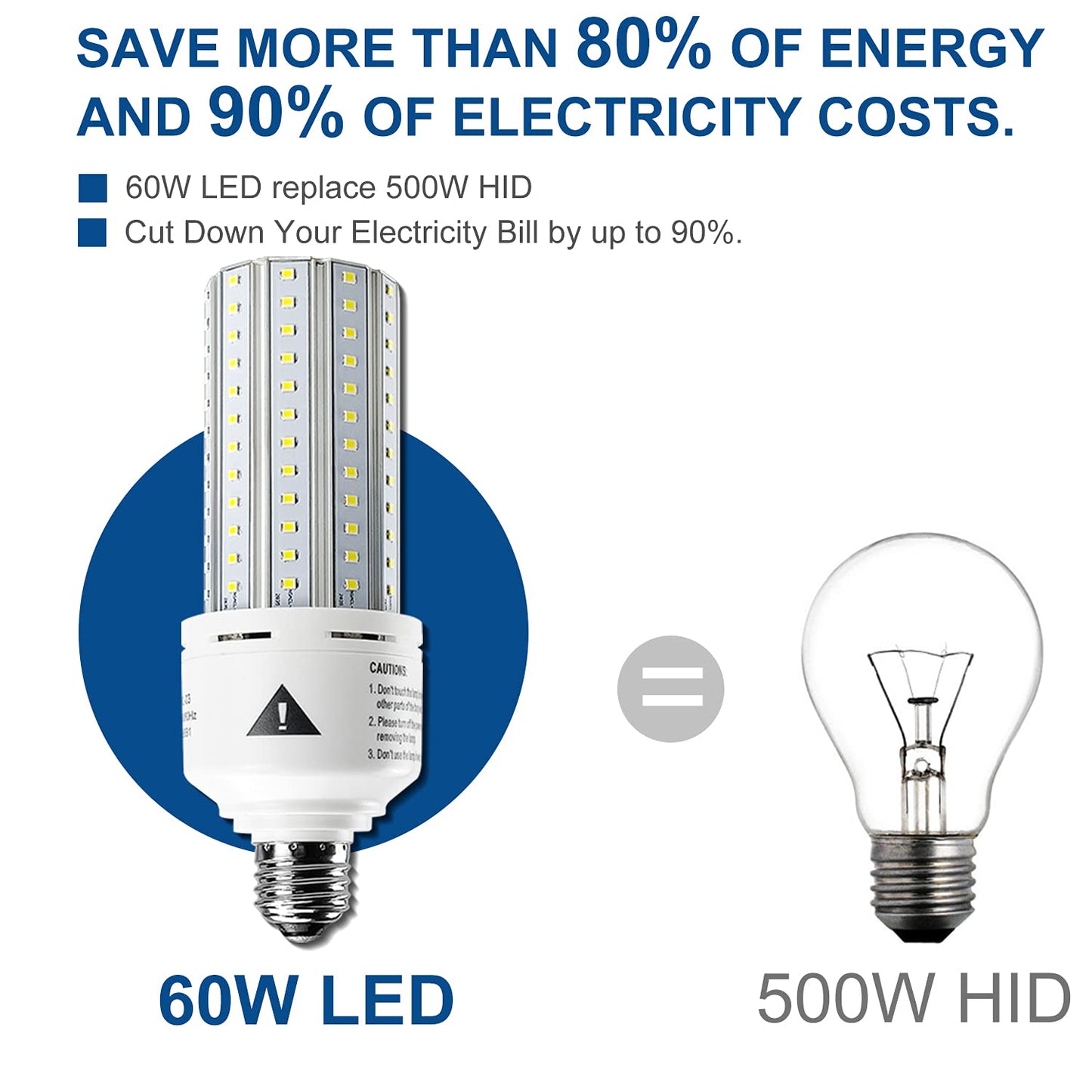 Mafuken 500W Equivalent LED Corn Light Bulb 7500 Lumen Led Bulbs 60W Super Bright 5000K Cool Daylight White E26/E27 Medium Base for Outdoor Indoor