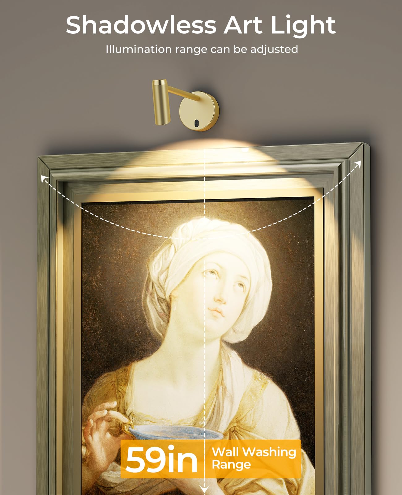 Afyuol Picture Light for Wall, Battery Operated Art Light for Paintings CCT Dimmable Recharging Gallery Battery Wall Light with Remote Control