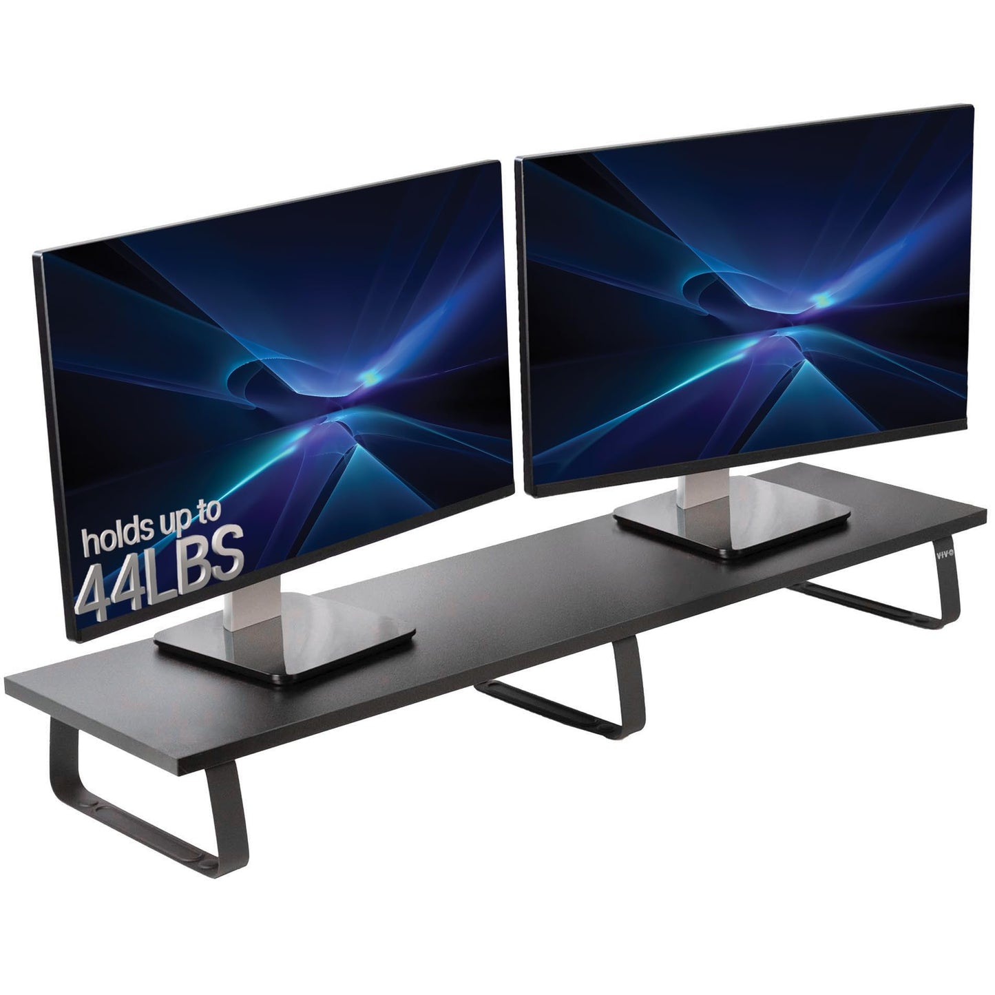 VIVO 39 inch Extra Long Monitor Stand, Wood & Steel Desktop Riser, Dual Screen, TV, Keyboard, Laptop, Ergonomic Desk and Tabletop Organizer, Black