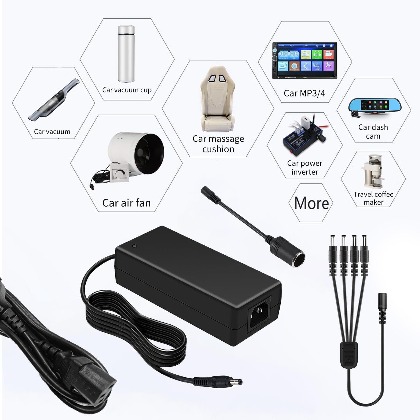 12V 60W 5A Power Adapter is Suitable for LCD Monitors, LED Drivers, Audio amplifiers, Computer Projects, Car Cigarette Lighter Socket, Car…